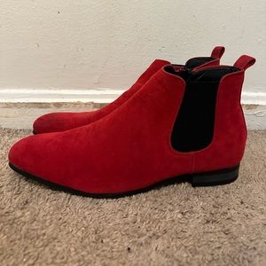 Red Chelsea boots